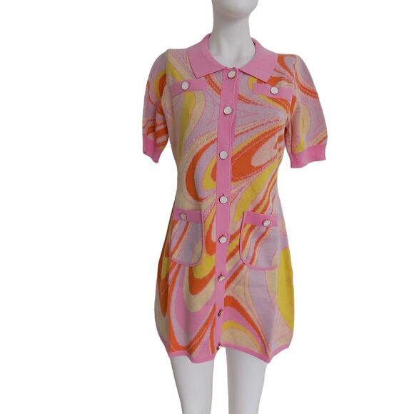 Oceanus Dresses & Skirts - Oceanus Aimee button front knit dress size Large by Revolve NWOT